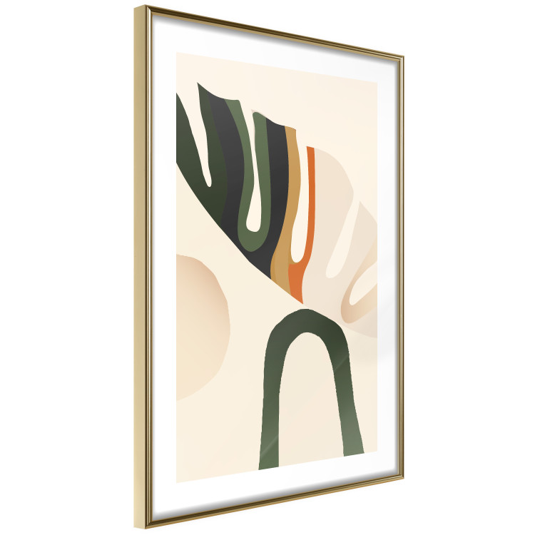 Poster My Dream - simple boho-style abstraction with a leaf in warm colors 137497 additionalImage 6