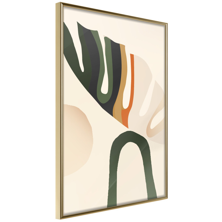 Poster My Dream - simple boho-style abstraction with a leaf in warm colors 137497 additionalImage 10