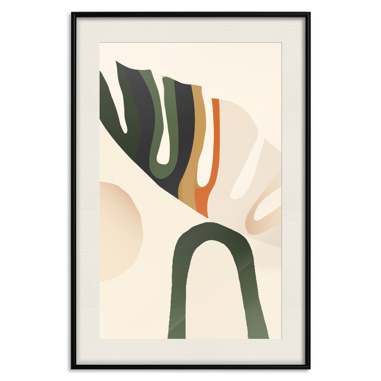 Poster My Dream - simple boho-style abstraction with a leaf in warm colors 137497 additionalImage 15