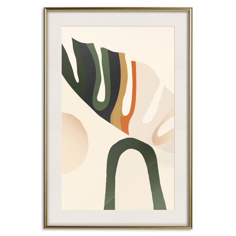 Poster My Dream - simple boho-style abstraction with a leaf in warm colors 137497 additionalImage 14