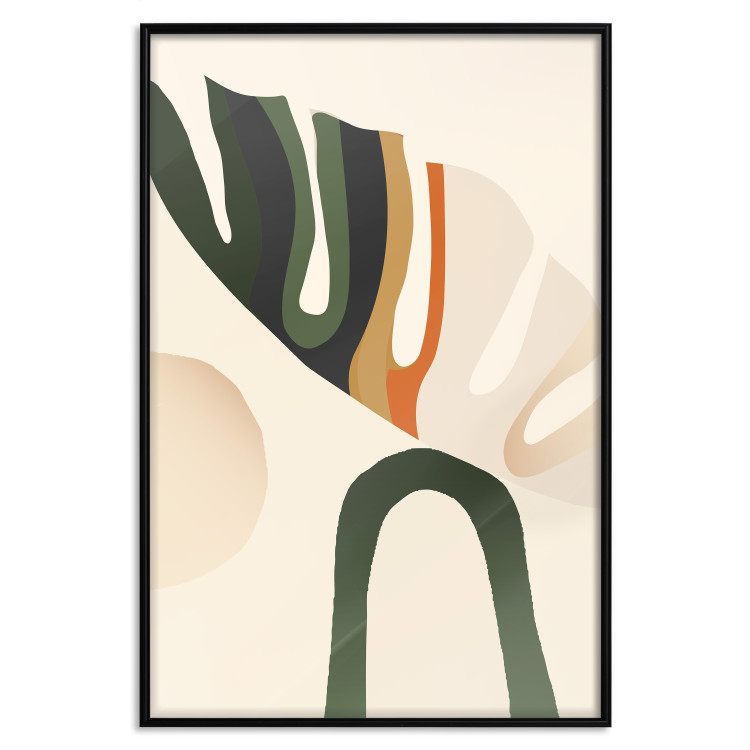 Poster My Dream - simple boho-style abstraction with a leaf in warm colors 137497 additionalImage 15