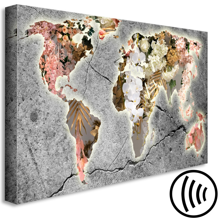Canvas Print Blooming Continents (1-piece) Wide - world map in various flowers 142997 additionalImage 6