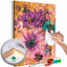 Paint by Number Kit Sweet Petals - Pink, Purple and Emerald Flowers on a Golden Background 146197