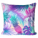 Decorative Microfiber Pillow Piña colada - neon graphic pattern with tropical flora cushions 146897