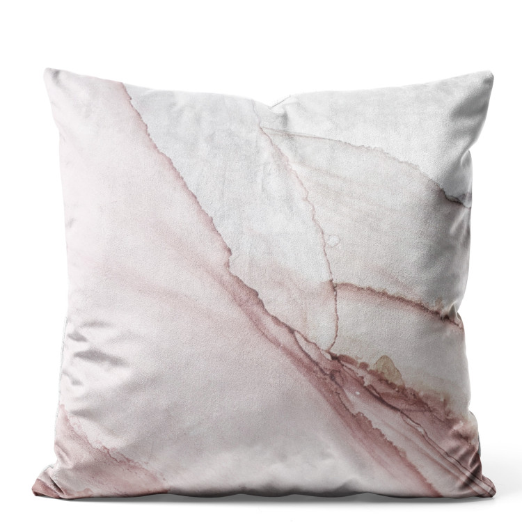 Decorative Velor Pillow Pink Marble - Vivid Rock Veins on a Pastel Background 151397