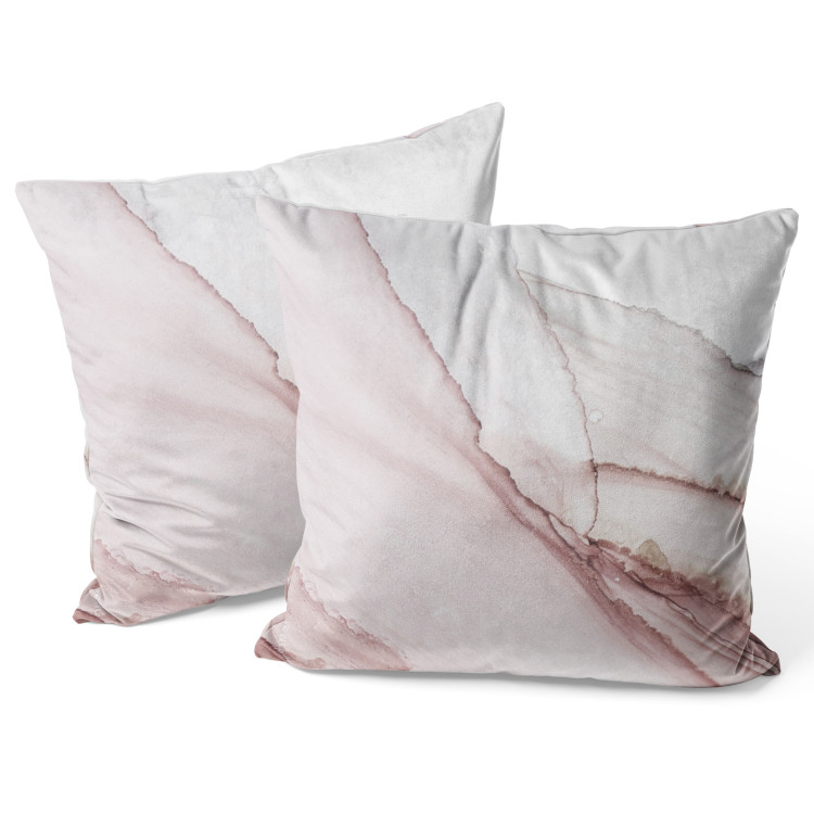 Decorative Velor Pillow Pink Marble - Vivid Rock Veins on a Pastel Background 151397 additionalImage 2