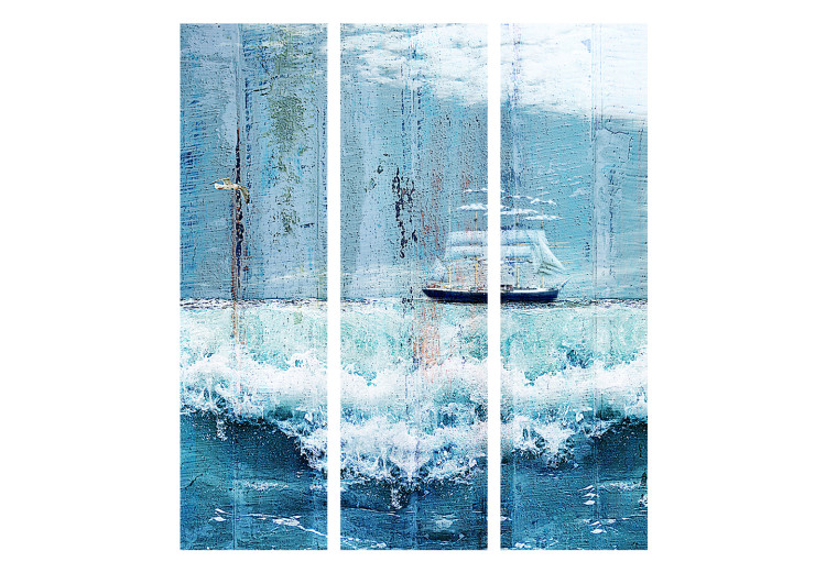 Room Divider Landscape - A Sailing Ship Floating on Foamy Ocean Waves [Room Dividers] 159797 additionalImage 7
