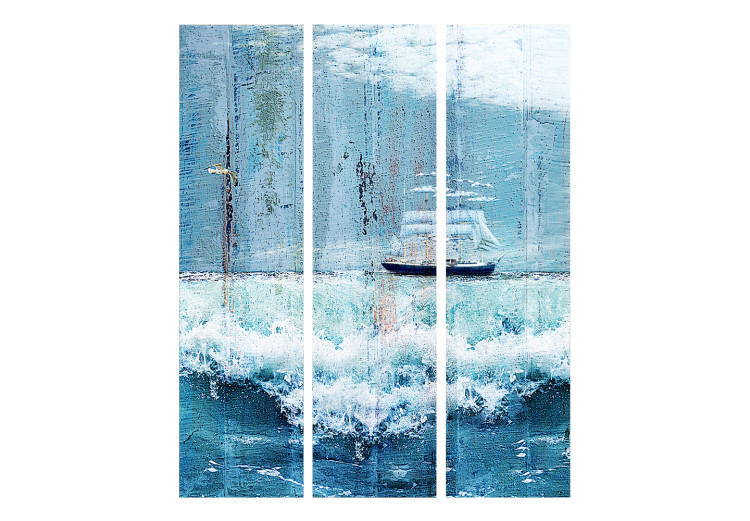 Room Divider Landscape - A Sailing Ship Floating on Foamy Ocean Waves [Room Dividers] 159797 additionalImage 3