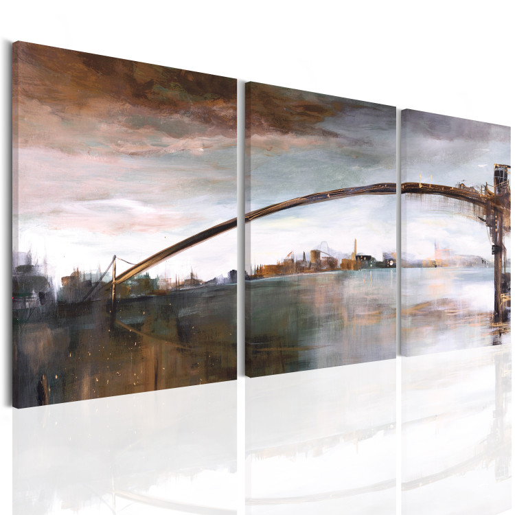 Canvas Art Print Melancholy City Bridge (3-piece) - city architecture with a river 46797 additionalImage 2