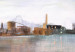 Canvas Art Print Melancholy City Bridge (3-piece) - city architecture with a river 46797 additionalThumb 3