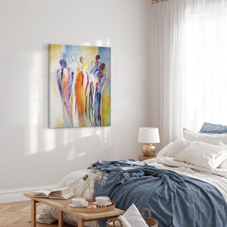 Canvas Art Print Pastel Gathering of People (1-piece) - abstraction with figures 46997 additionalImage 5