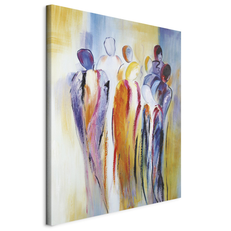 Canvas Art Print Pastel Gathering of People (1-piece) - abstraction with figures 46997 additionalImage 2