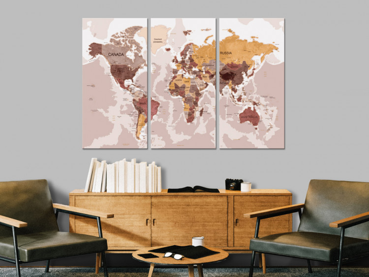 Canvas Art Print World Map: Brown Valley 92097 additionalImage 3