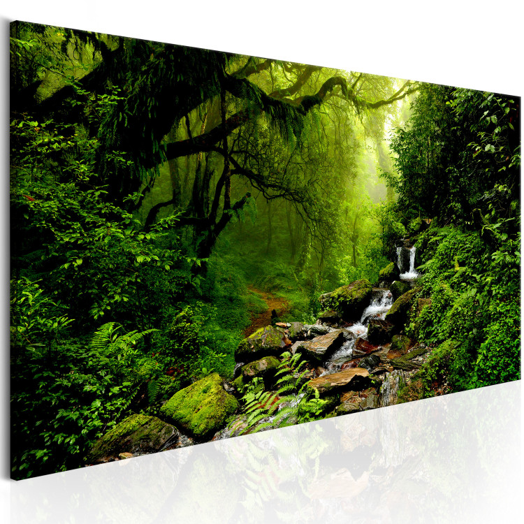 Canvas Art Print Fairy-tale Forest (1-part) - quiet waterfall in a green nook of trees 94297 additionalImage 2