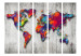 Room Divider Screen Concrete World - world map with colorful continents and concrete background 95297 additionalThumb 3