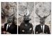 Canvas Deer in Black (3-piece) - Horned Figures in Street Art Vibe 106108