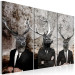 Canvas Deer in Black (3-piece) - Horned Figures in Street Art Vibe 106108 additionalThumb 2