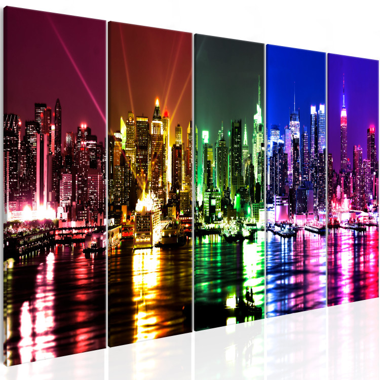 Canvas Print Rainbow New York (5-part) Narrow - Colorful City Architecture 107708 additionalImage 2