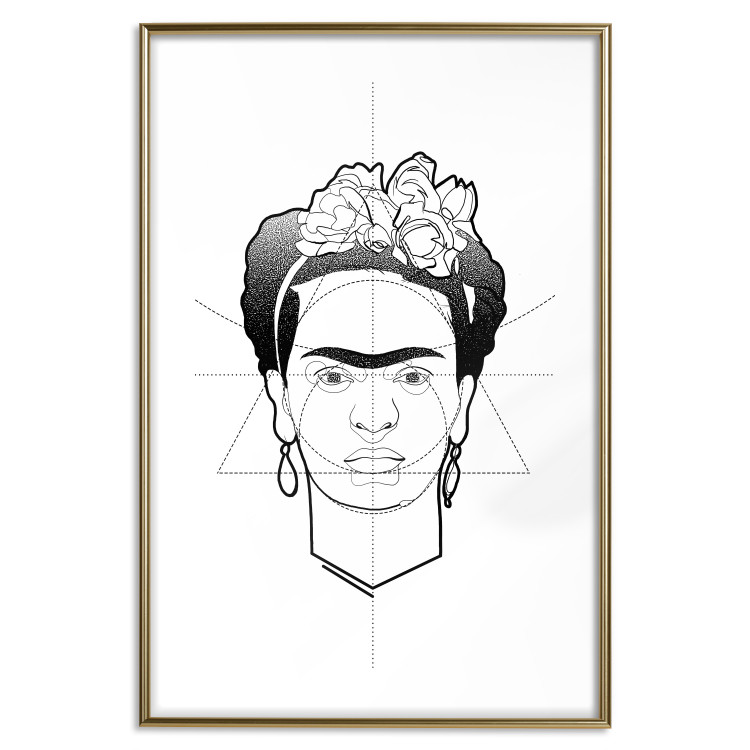 Wall Poster Beautiful Frida - black and white geometric composition with a woman's face 114308 additionalImage 14