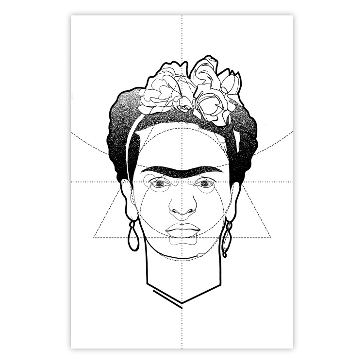 Wall Poster Beautiful Frida - black and white geometric composition with a woman's face 114308