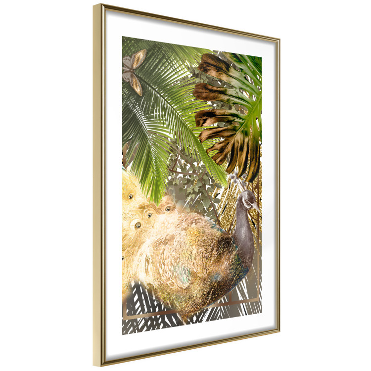 Wall Poster Golden Peacock - composition with an elegant bird among tropical leaves 116408 additionalImage 11