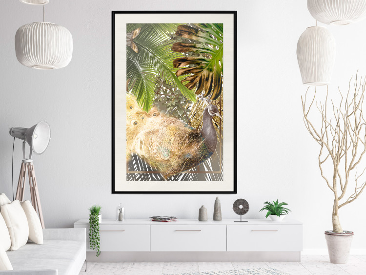 Wall Poster Golden Peacock - composition with an elegant bird among tropical leaves 116408 additionalImage 22