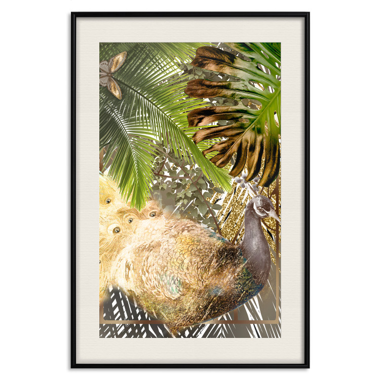 Wall Poster Golden Peacock - composition with an elegant bird among tropical leaves 116408 additionalImage 18