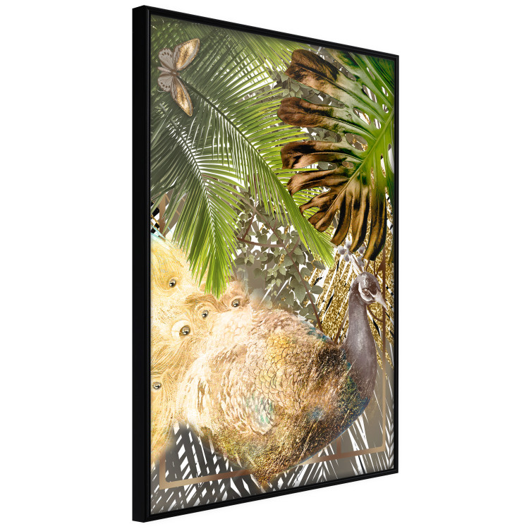 Wall Poster Golden Peacock - composition with an elegant bird among tropical leaves 116408 additionalImage 2