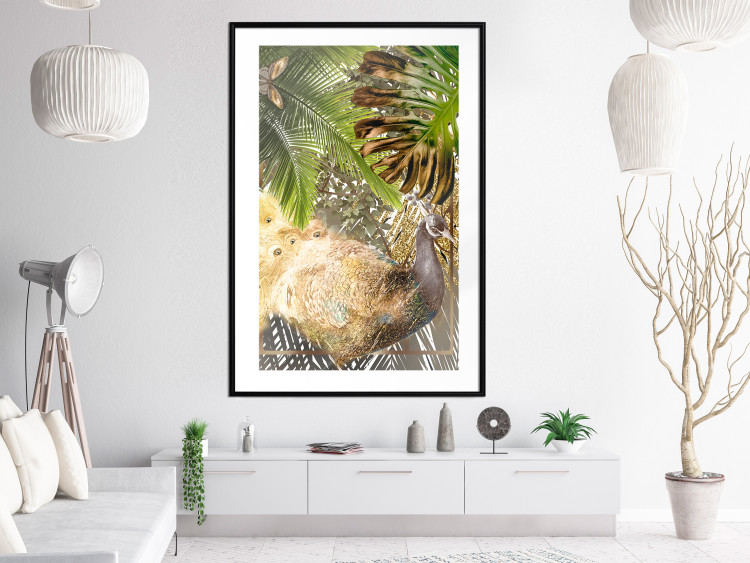 Wall Poster Golden Peacock - composition with an elegant bird among tropical leaves 116408 additionalImage 8