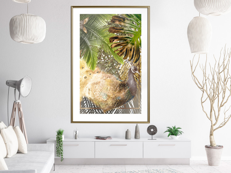 Wall Poster Golden Peacock - composition with an elegant bird among tropical leaves 116408 additionalImage 15
