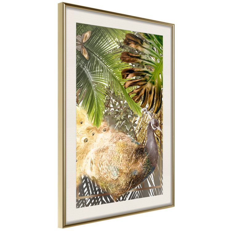 Wall Poster Golden Peacock - composition with an elegant bird among tropical leaves 116408 additionalImage 9
