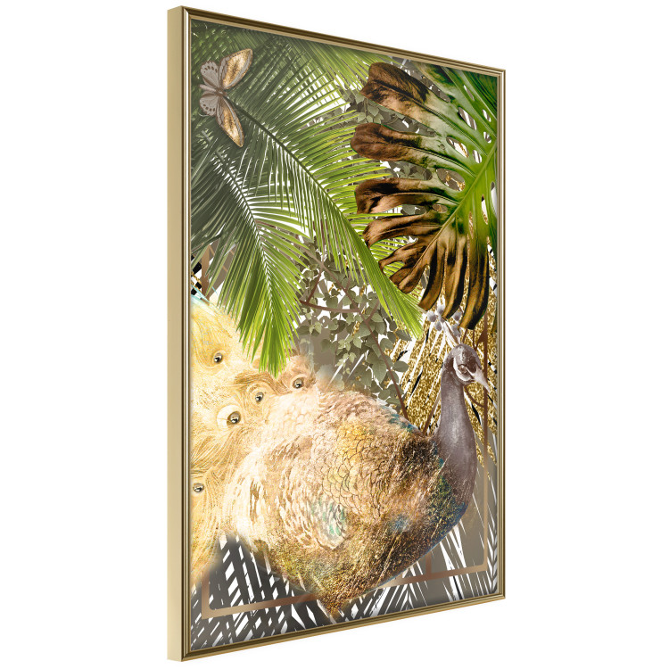 Wall Poster Golden Peacock - composition with an elegant bird among tropical leaves 116408 additionalImage 12