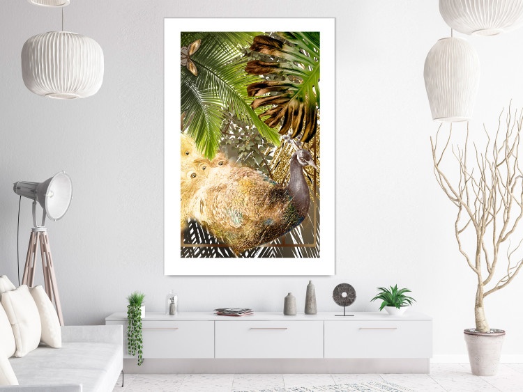 Wall Poster Golden Peacock - composition with an elegant bird among tropical leaves 116408 additionalImage 6