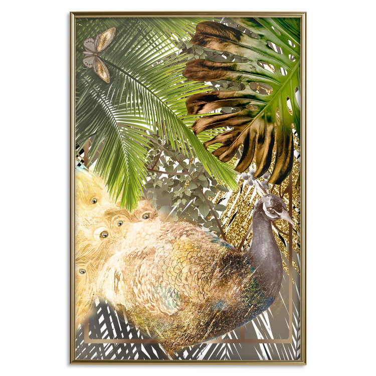 Wall Poster Golden Peacock - composition with an elegant bird among tropical leaves 116408 additionalImage 20