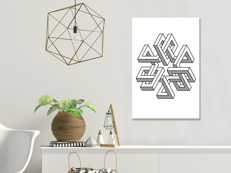 Canvas Geometric maze - black and white abstraction with 3D effect 117508 additionalImage 3