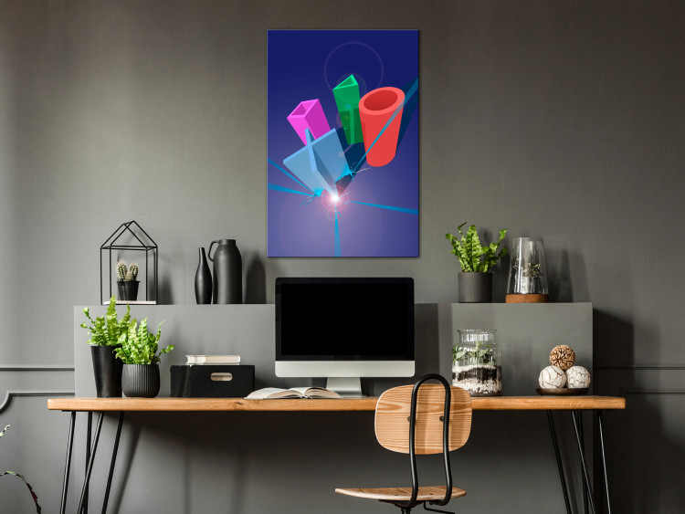 Canvas Art Print Geometric Space (1-part) - Colorful 3D Shapes World 117808 additionalImage 3