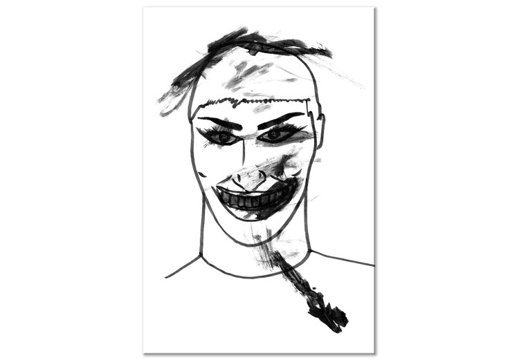Canvas Art Print Is this a Joke (r)? - a grotesque black and white linear portrait 119108