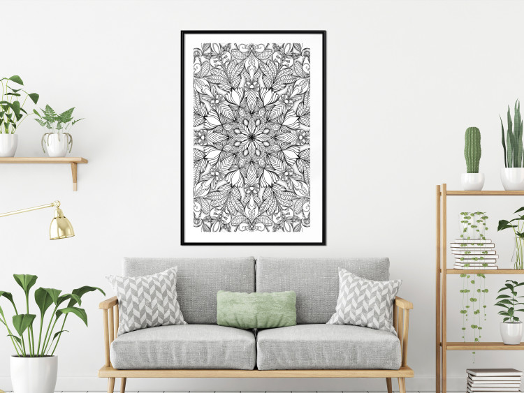 Poster Monochromatic Mandala - black and white oriental patterns in Zen style 122308 additionalImage 4