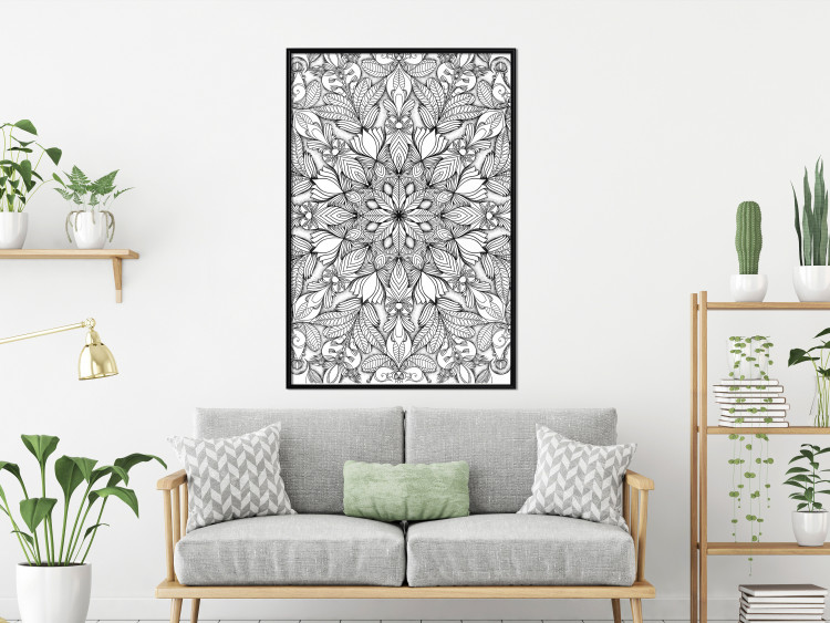 Poster Monochromatic Mandala - black and white oriental patterns in Zen style 122308 additionalImage 3