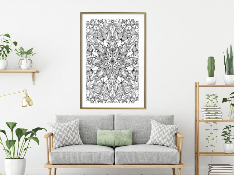Poster Monochromatic Mandala - black and white oriental patterns in Zen style 122308 additionalImage 13