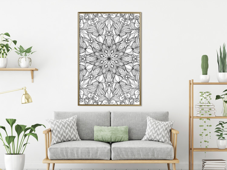 Poster Monochromatic Mandala - black and white oriental patterns in Zen style 122308 additionalImage 5