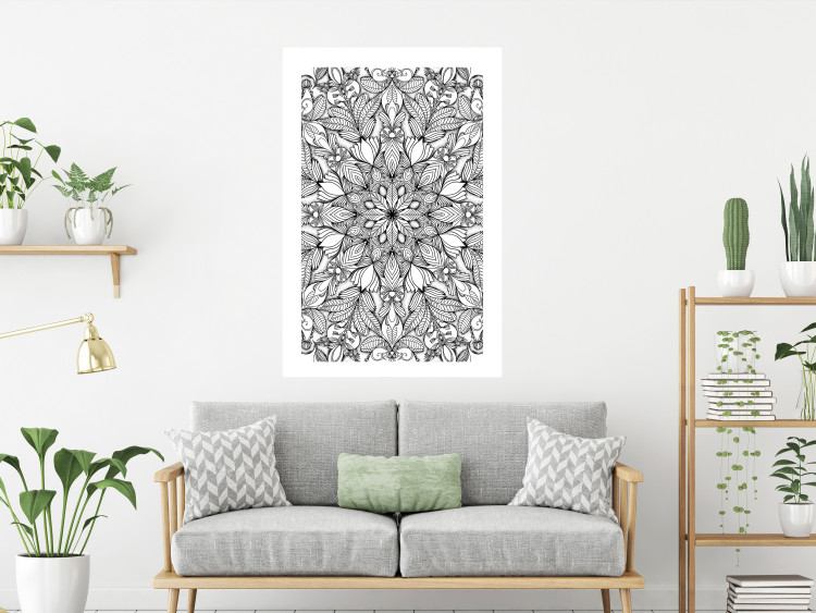 Poster Monochromatic Mandala - black and white oriental patterns in Zen style 122308 additionalImage 2
