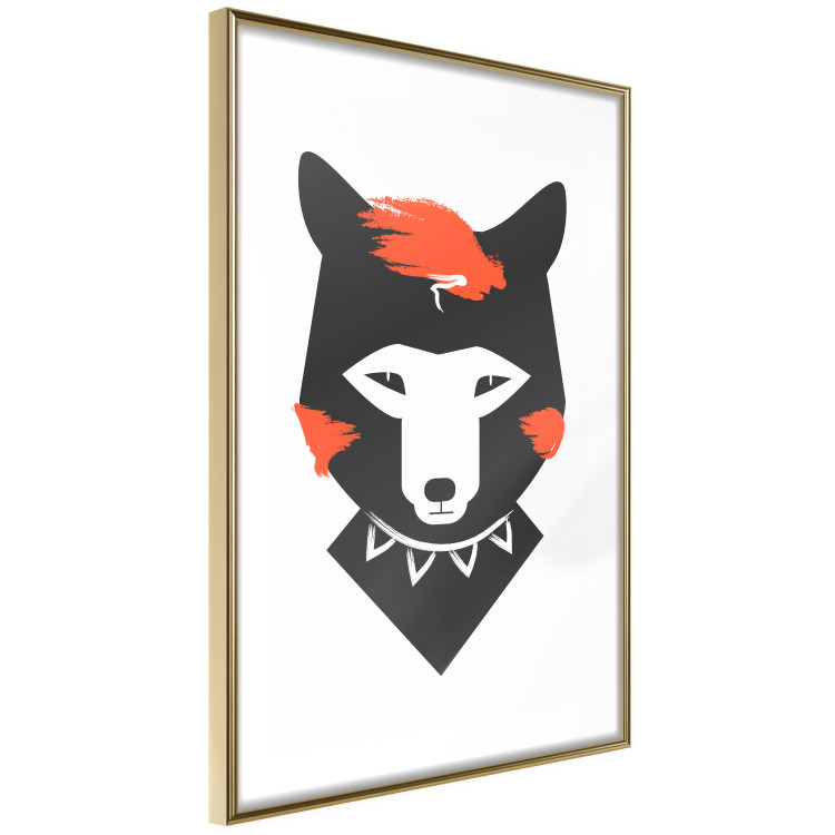 Poster Polite Fox - animal in a black warrior costume on a white background 122908 additionalImage 8