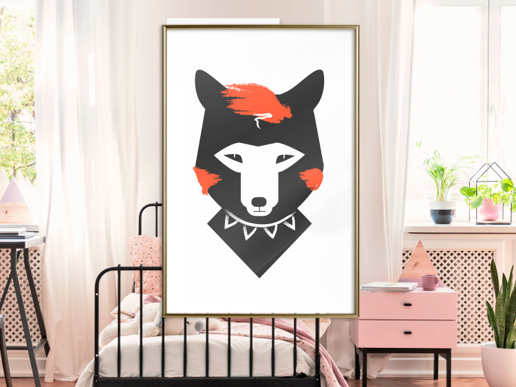 Poster Polite Fox - animal in a black warrior costume on a white background 122908 additionalImage 13