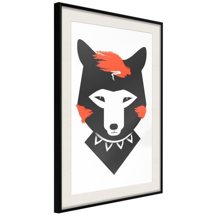 Poster Polite Fox - animal in a black warrior costume on a white background 122908 additionalImage 3