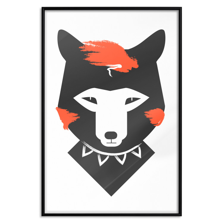 Poster Polite Fox - animal in a black warrior costume on a white background 122908 additionalImage 24