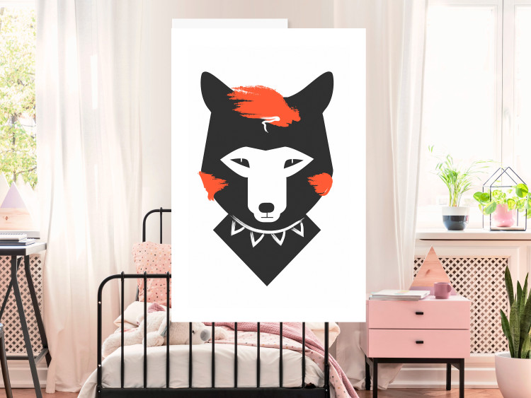 Poster Polite Fox - animal in a black warrior costume on a white background 122908 additionalImage 2