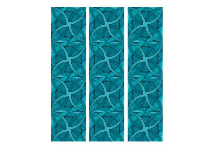 Room Divider Screen Turquoise Geometry (3-piece) - geometric modern abstraction 124108 additionalImage 3
