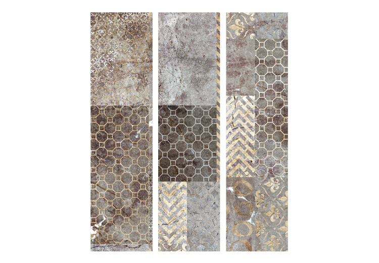 Room Separator Geometric Textures (3-piece) - composition in shades of brown 124308 additionalImage 3
