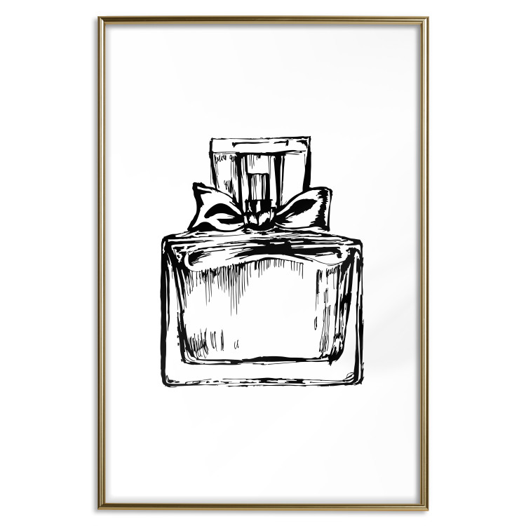 Poster Scent of Luxury - black and white pattern of a glass perfume bottle with a ribbon 125108 additionalImage 16